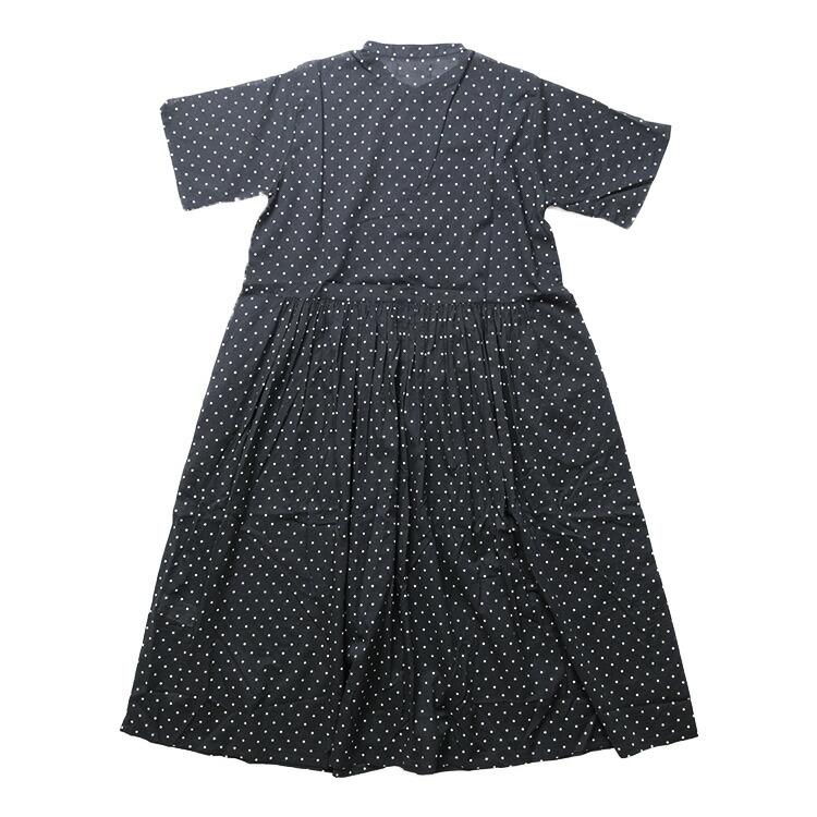 ソイル soil ワンピース　ドット　黒 SOIL（ソイル） コットンボイル ドットプリント バンドカラー ドレス
