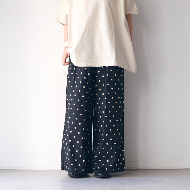 SOIL（ソイル） 40'S POPLIN DOT PRINT WIDE EASY PANTS NSL22536