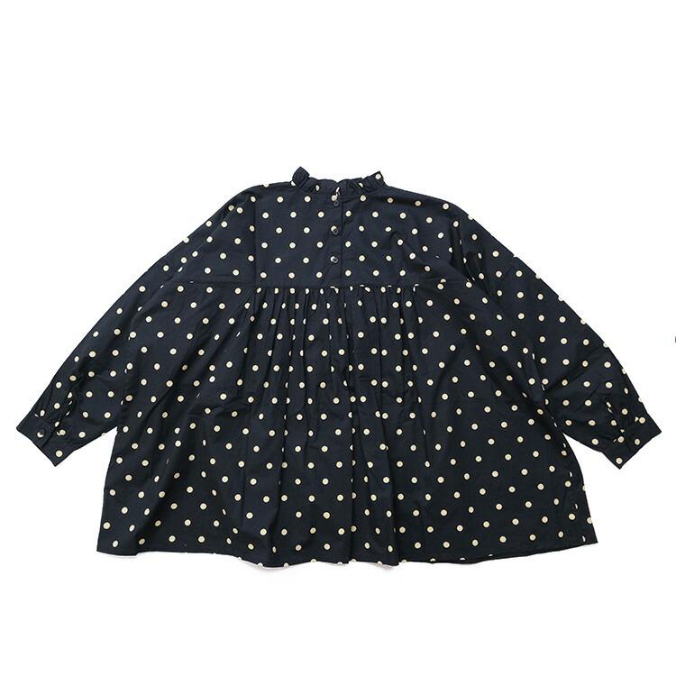 ソイル SOIL NSL24512 ポプリン ドット プリント フリルカラーシャツ 40'S POPLIN DOT PRINT BACK OPENING FRILL COLLAR SHIRT 2024AW 秋冬 爆買 SOIL(ファッション) ソイル SOIL NSL24512 ポプリン ドット