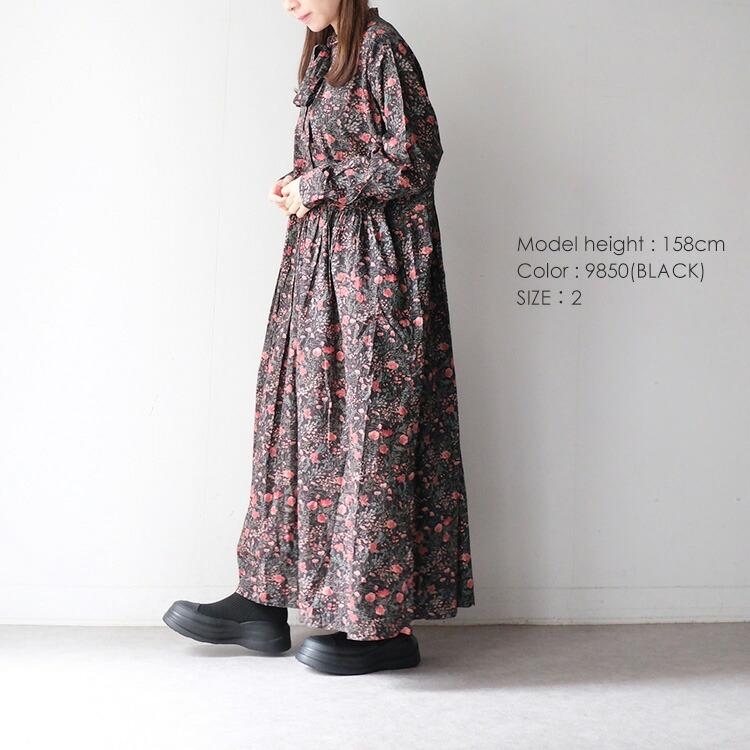 charbon ランパン S 花柄 SOIL（ソイル） SOIL 60s CAMBRIC FLOWER PRINT TAI GATHER FLY FRONT