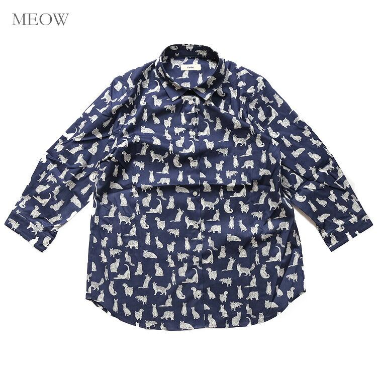 parkes パークス Parkes リバティ角衿 レギュラーシャツ 七分袖