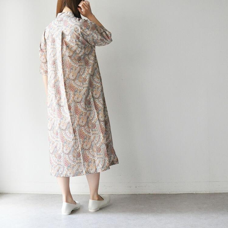 【SALE】Parkes パークス  リバティ LIBERTY バンドカラー７分袖シャツ  綿100％ 日本製 サイズ(M) 品番(PH2322030) col.3 返品不可 Parkes パークス リバティ LIBERTY バンドカラー7分袖シャツ 綿