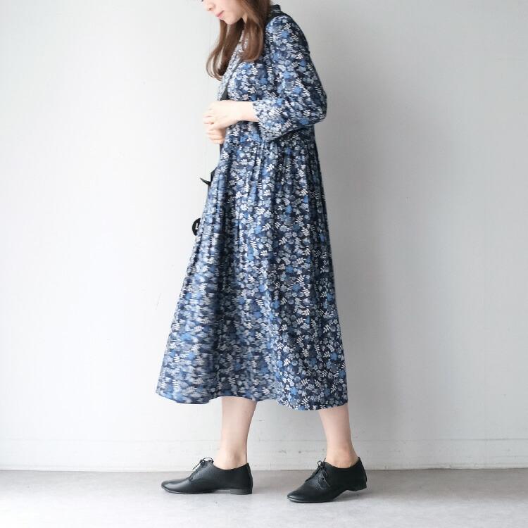j.sloane ジェイスローアン　リバティ　ロングワンピース サイズ2 美品 イノブン別注 J.Sloane LIBERTY キーネック すっきり見えワンピース