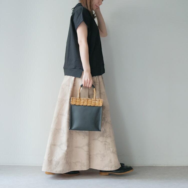 タイドウェイ TIDEWAY ARAROG×LEATHER HANDLE SQUARE TOTE レザー×かご