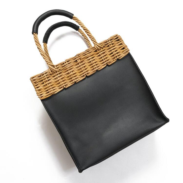 タイドウェイ TIDEWAY ARAROG×LEATHER HANDLE SQUARE TOTE レザー×かご