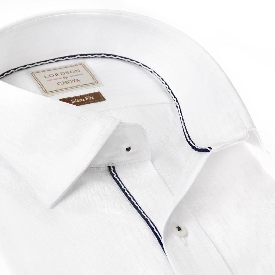 LORDSON by CHOYA Slim Fit 長袖 ワイシャツ メンズ ワイドカラー