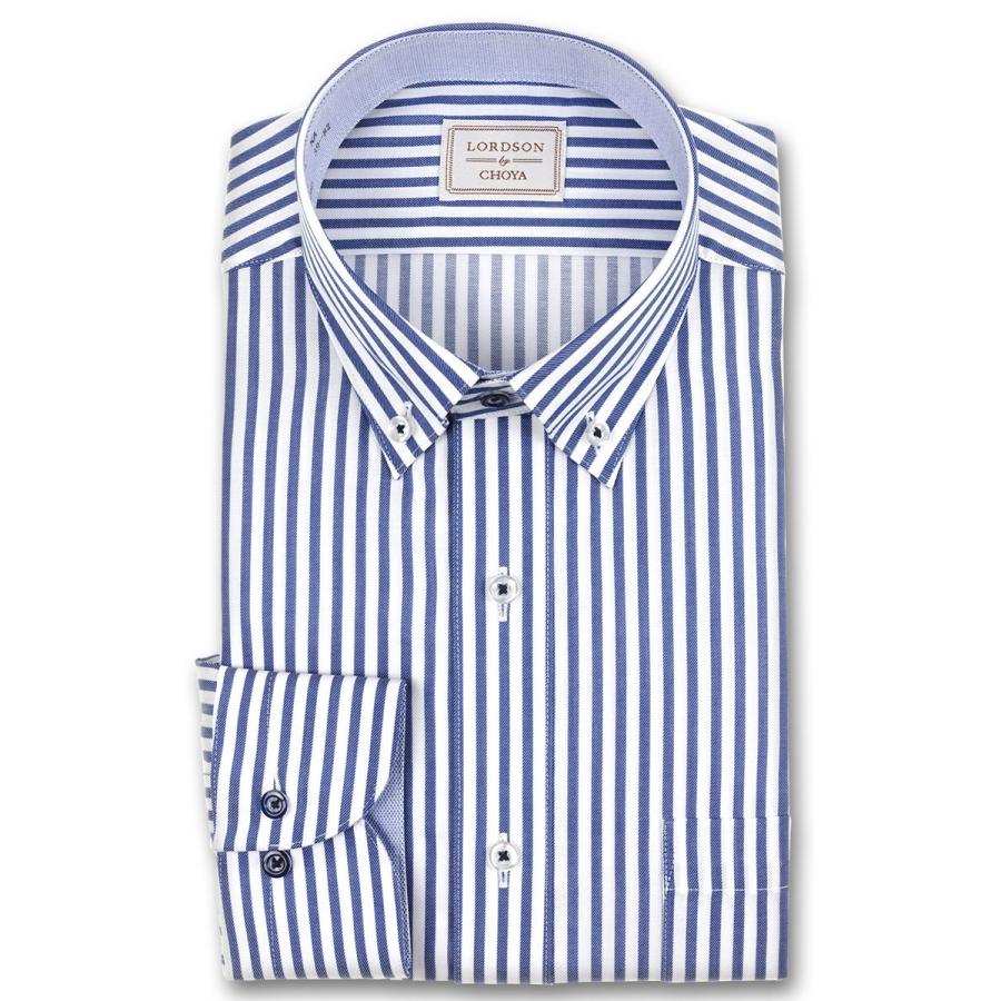 ワイシャツ Yシャツ メンズ 長袖 Lordson By Choya 形態安定加工 ブルーロンドンストライプ ショートボタンダウンシャツ Choya シャツ 通販 Paypayモール