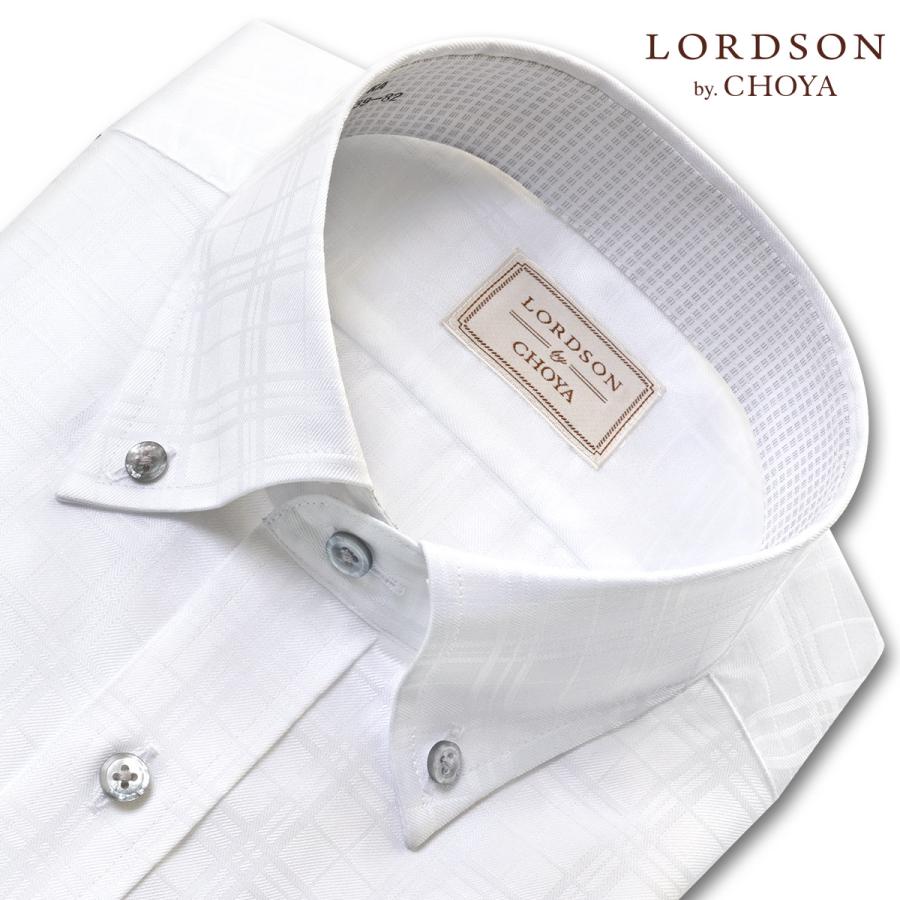 LORDSON by CHOYA 長袖 ワイシャツ メンズ ボタンダウン 形態安定加工 白ドビータータンチェック 綿１００％ ホワイト 2206CL  CHOYA シャツ - 通販 - PayPayモール