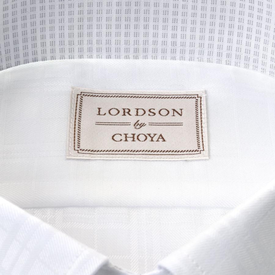 LORDSON by CHOYA 長袖 ワイシャツ メンズ ボタンダウン 形態安定加工 白ドビータータンチェック 綿100% ホワイト 2209ft|choyashirts|06