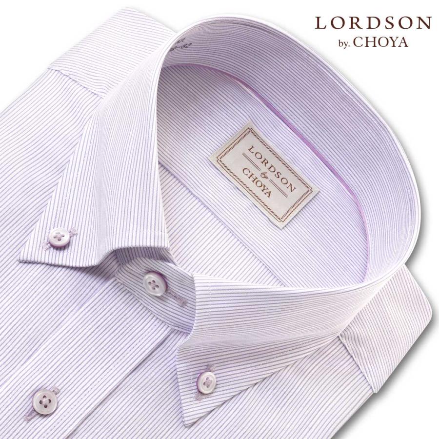 Lordson By Choya 長袖 ワイシャツ メンズ ボタンダウン 形態安定加工 パープルピンストライプ 綿１００ Choya シャツ 通販 Paypayモール