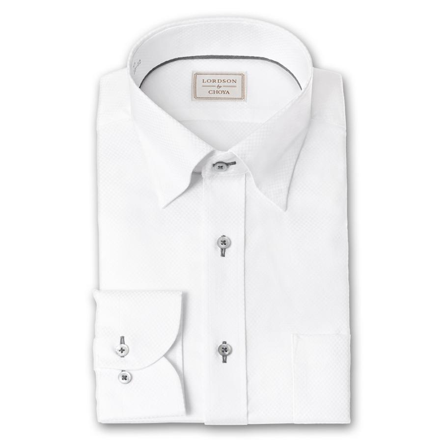 LORDSON by CHOYA 長袖 ワイシャツ メンズ 春夏秋冬 形態安定加工 白ドビー 市松模【COD914-200】 LORDSON by CHOYA 長袖 ワイシャツ メンズ 春夏秋冬 形態安定加工 白