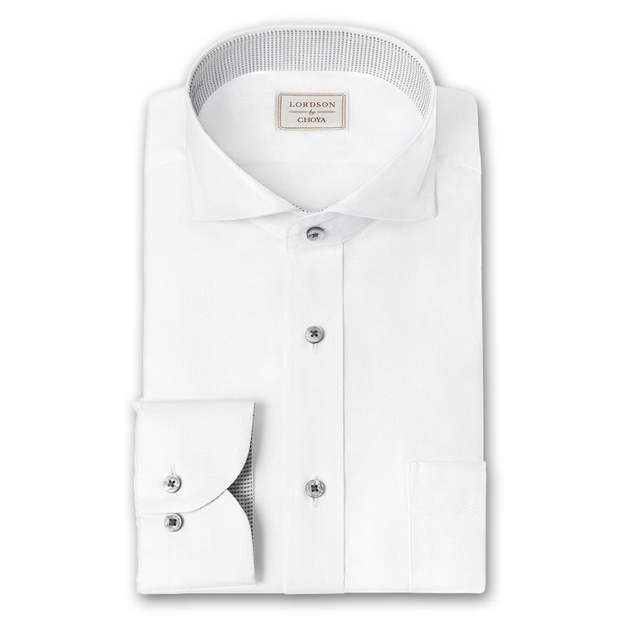 LORDSON by CHOYA 長袖 ワイシャツ メンズ 春夏秋冬 形態安定加工 白ドビーストライ【COD917-200】 LORDSON by CHOYA 長袖 ワイシャツ メンズ 春夏秋冬 形態安定加工 白