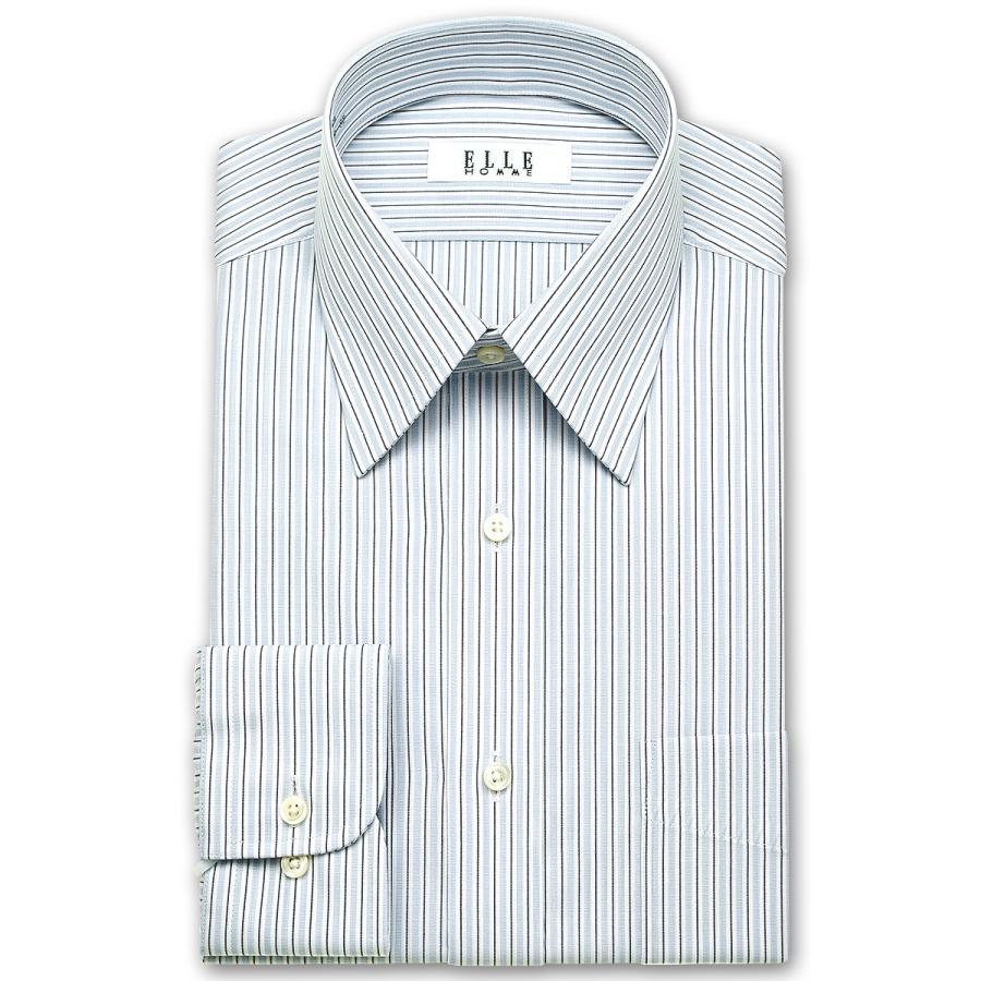 ワイシャツ Yシャツ メンズ 長袖 | ELLE HOMME | 形態安定 アイビーストライプ レギュラーカラー おしゃれ｜choyashirts