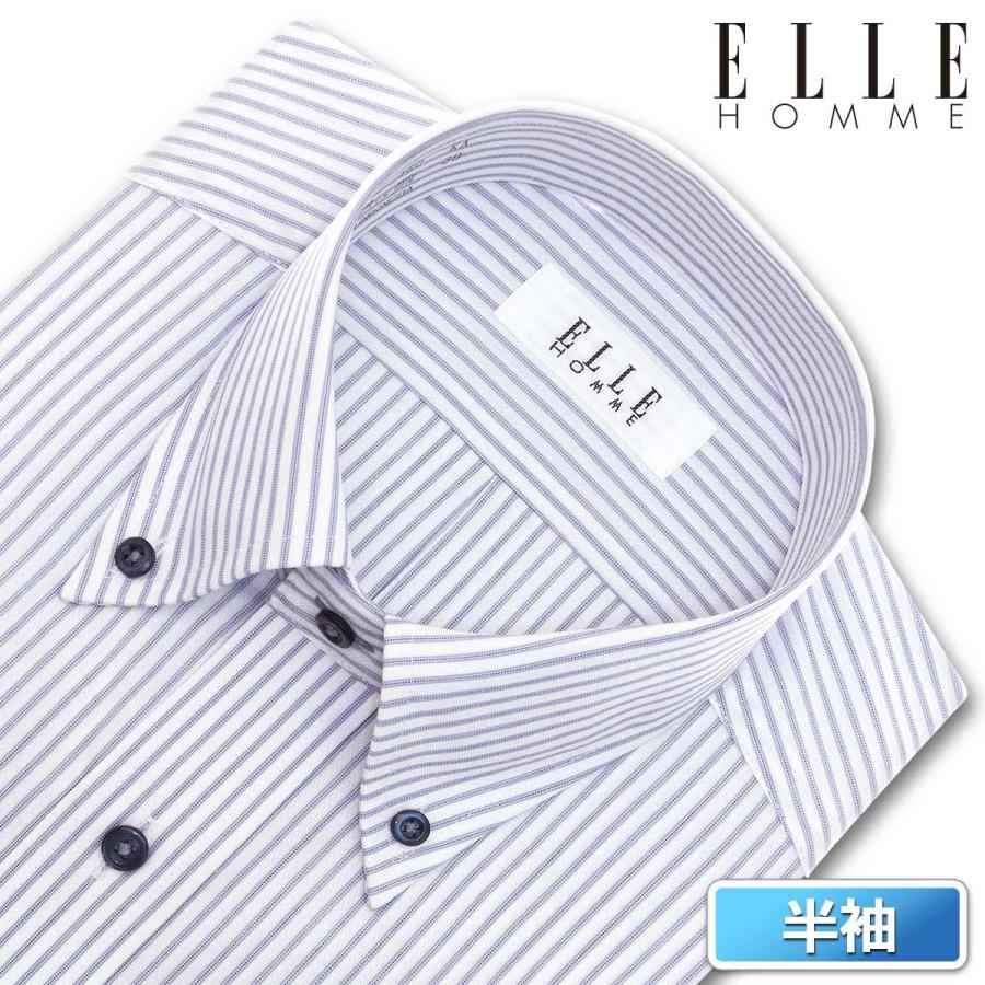 ワイシャツ Yシャツ メンズ 半袖 Elle Homme 形態安定加工 パープルストライプ ボタンダウンシャツ Ss2 Choya シャツ 通販 Paypayモール