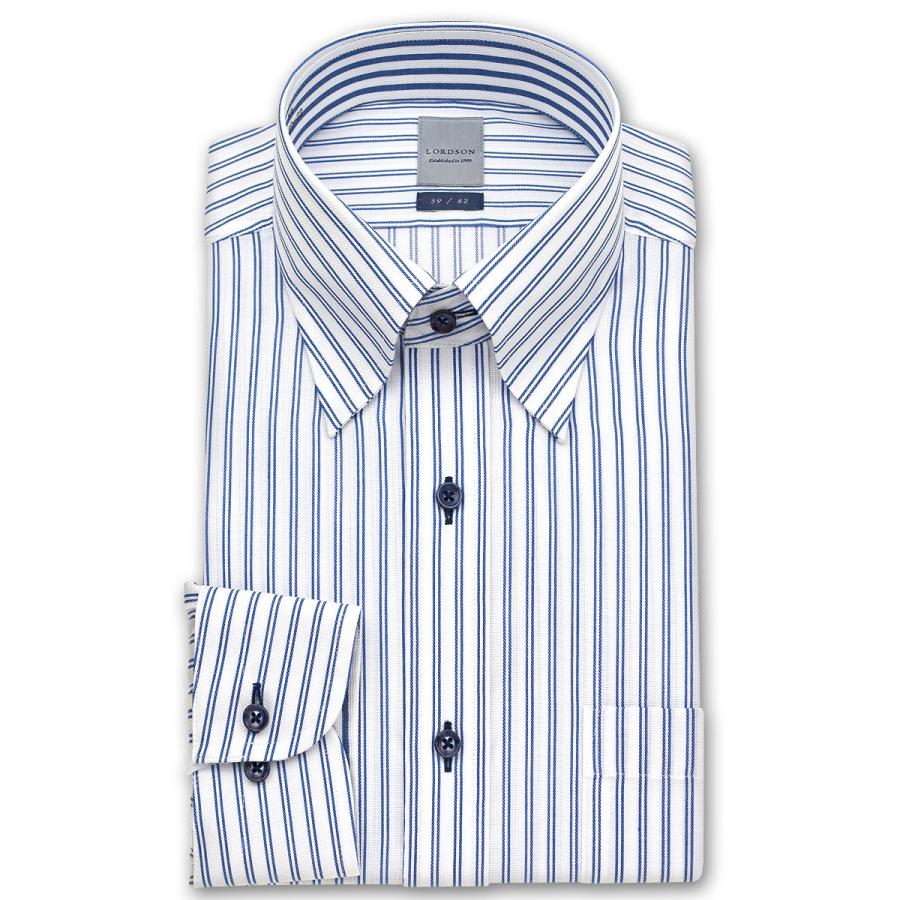 ワイシャツ Yシャツ メンズ 長袖 Lordson 綿100 形態安定加工 標準体 ネイビーダブルストライプ スナップダウン ドレスシャツ おしゃれ Sa1 2110ft Choya シャツ 通販 Paypayモール