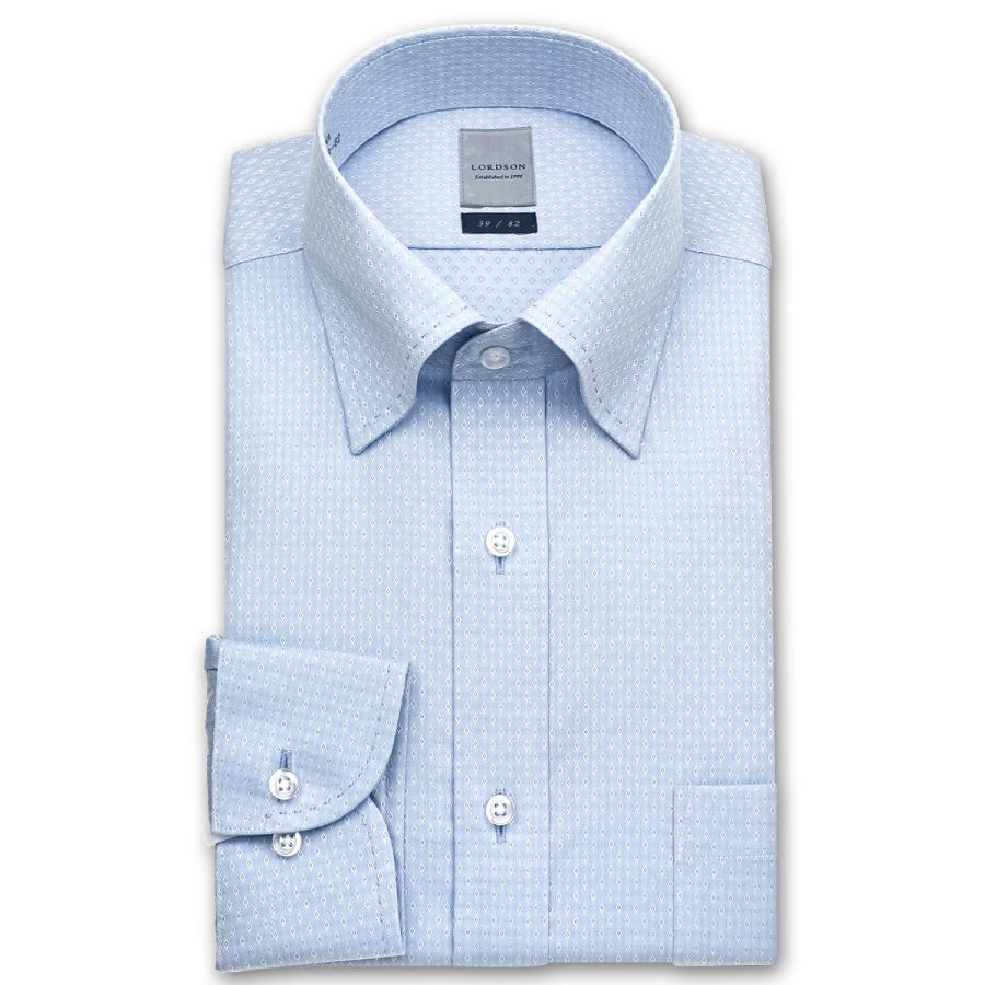 ワイシャツ Yシャツ メンズ 長袖 Lordson 形態安定加工 ブルーの