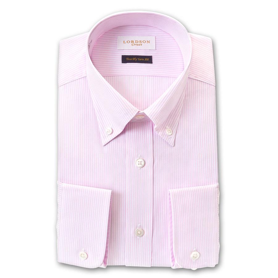 Lordson Crest 長袖 ワイシャツ メンズ 形態安定加工 スリムフィット ボタンダウンカラー ブロックストライプ 薄ピンク バイアスドビー Choya シャツ 通販 Paypayモール