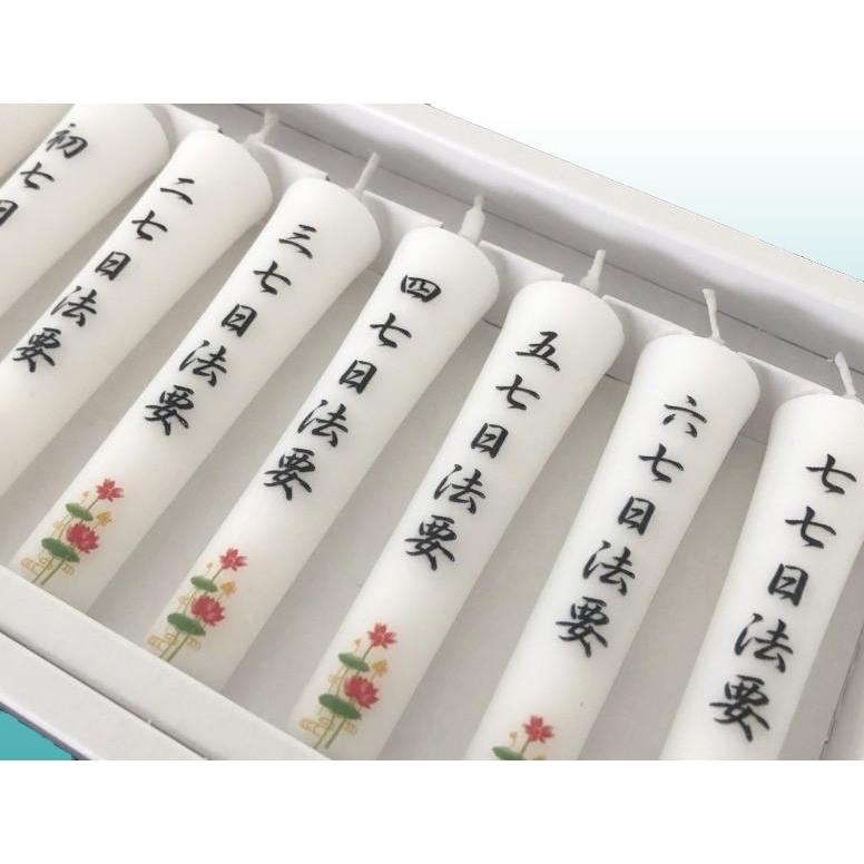 忌日法要蝋燭 和型文字ローソク 四十九日用 8本入 燃焼140分 文字蝋燭