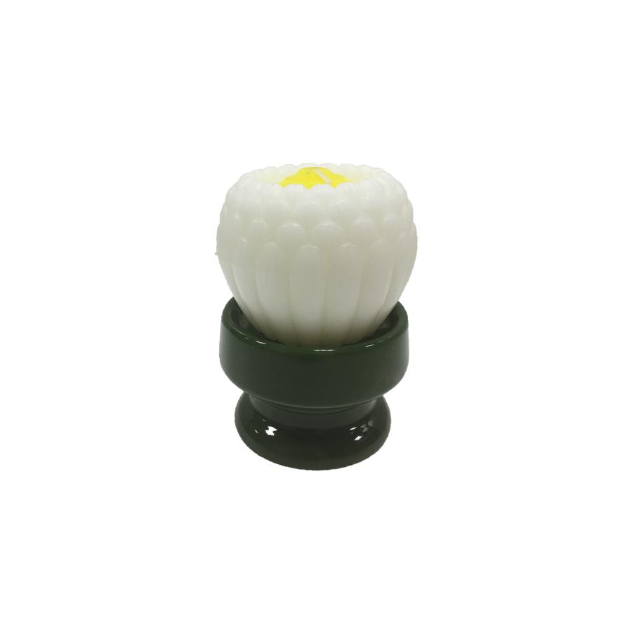 仏具 菊花 白 陶器台付 燃焼時間約20時間 ローソク ホワイト