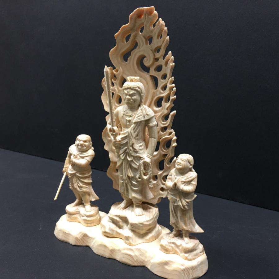 ご希望価格　白檀仏像　木彫　不動明王　アクリルケース付き セール最終日・新品】 不動明王 総白檀 上彫 総高さ約21㎝