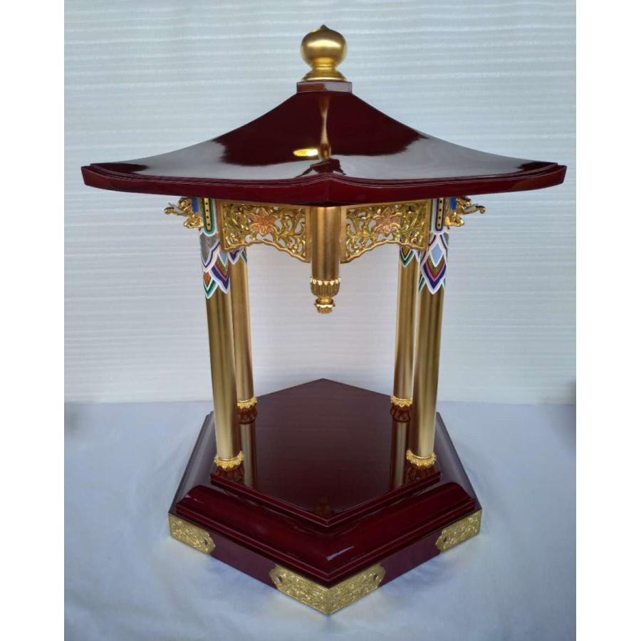 木製 花御堂 六角台 開放式 うるみ塗仕上げ 総丈 約78cm 花まつり 花祀り 灌仏会
