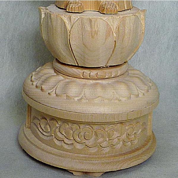 ヒバ材 白木 立阿弥陀 丸台座 木彫像 3.2寸 浄土宗 ご本尊 高さ約24cm