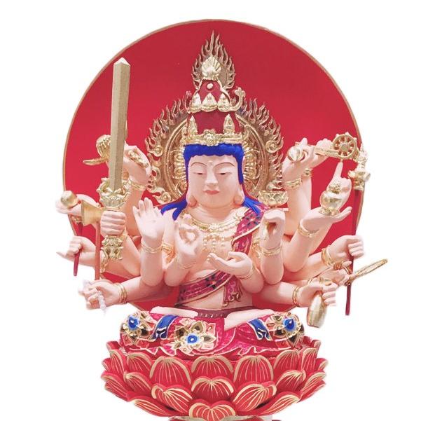准胝観音菩薩 桧木彫 極彩 じゅんていかんのんぼさつ 座像 准胝観音菩薩 桧木彫 極彩 じゅんていかんのんぼさつ 座像