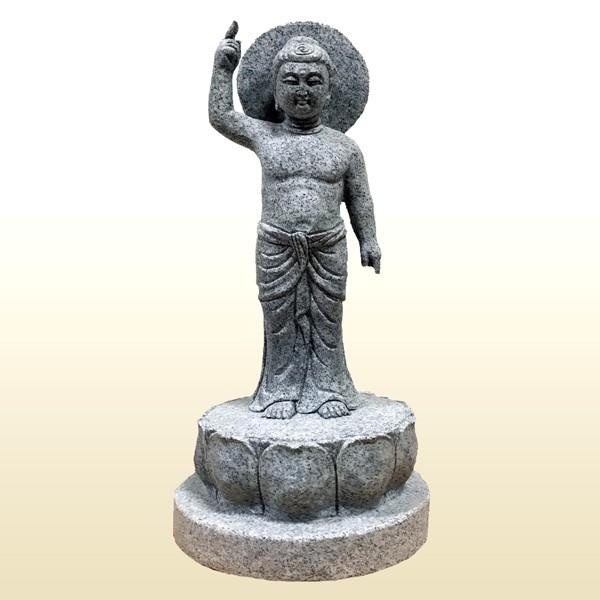 誕生仏 御影石 花御堂 彫像　高さ31cm 仏像  彫刻 灌仏会 花まつり 石像 置物 庭