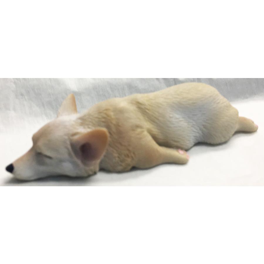 コーギー 白系 置物 樹脂 犬 ミニチュア置物 幅8.5cm インテリア 室内 