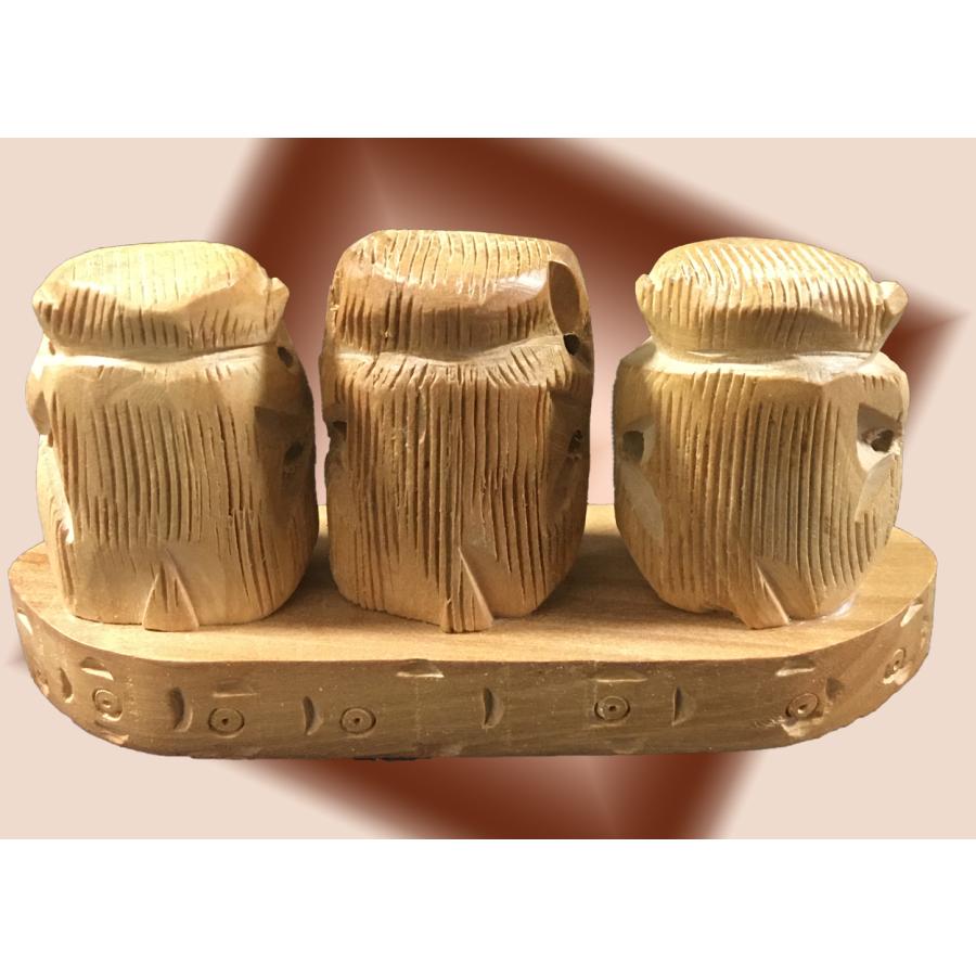 見ざる聞かざる言わざる 猿 置物 干支 木彫 ミニ 玄関 置き物