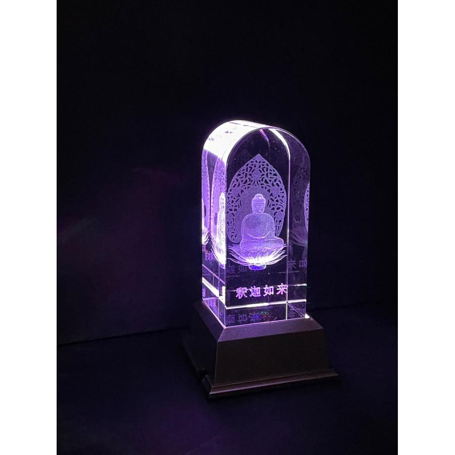 釈迦如来座像 釈迦如来 総高さ14.5cm LED 3Dレーザー クリスタル 仏像