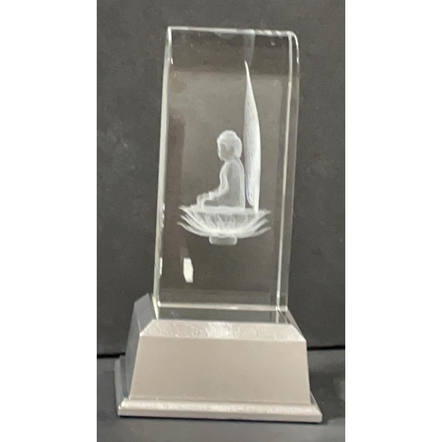 釈迦如来座像 釈迦如来 総高さ14.5cm LED 3Dレーザー クリスタル 仏像