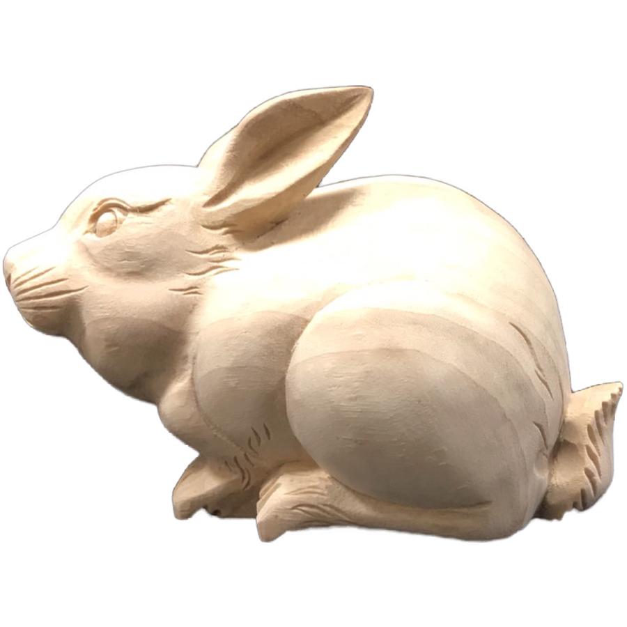 うさぎ 兎 置物 干支 木彫 ミニ 玄関 置き物 : 仏像・仏具専商の彫一