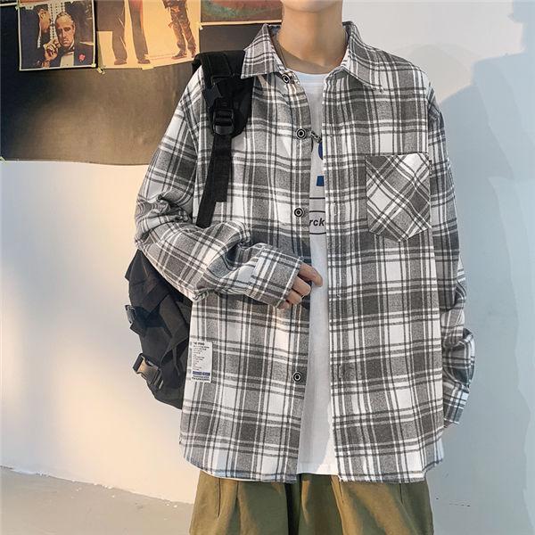 超目玉枠 長袖シャツ メンズ 秋服 カジュアルシャツ チェックシャツ チェック柄 メンズファッション お兄系 秋物 春秋 送料無料 Time4yourself Com