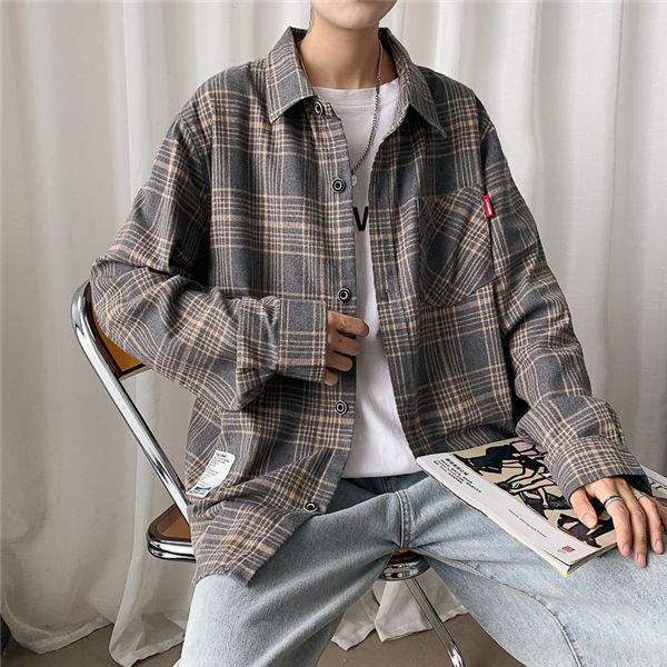 超目玉枠 長袖シャツ メンズ 秋服 カジュアルシャツ チェックシャツ チェック柄 メンズファッション お兄系 秋物 春秋 送料無料 Time4yourself Com