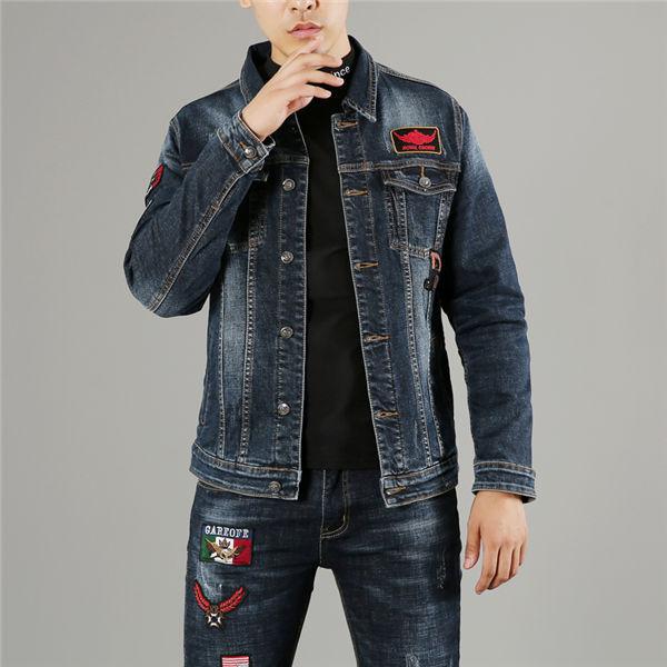 デニムジャケット スリムデニムジャケット メンズ セットアップ 軍物ワッペン オールインワン スキニーデニムパンツ デニムジーンズ 刺繍 かっこいい 送料無料 Gvfnzktz0003 Chrisbluk 通販 Yahoo ショッピング