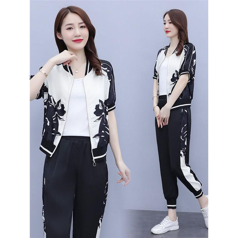 ジャージ レディース スウェット上下セット ジップアップ 春夏兼用で着れる 2点セット 優しい ゆたっりした 半袖 体型カバー 上品 送料無料 当店一番 人気