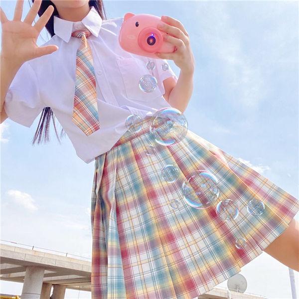 JK制服 セーラー服 上下セット 半袖 チェック柄 ネクタイ 学院風 学生服 フリルスカート ミニ丈 学園祭 入学式 卒業式 コスチューム 春夏秋 cosplay