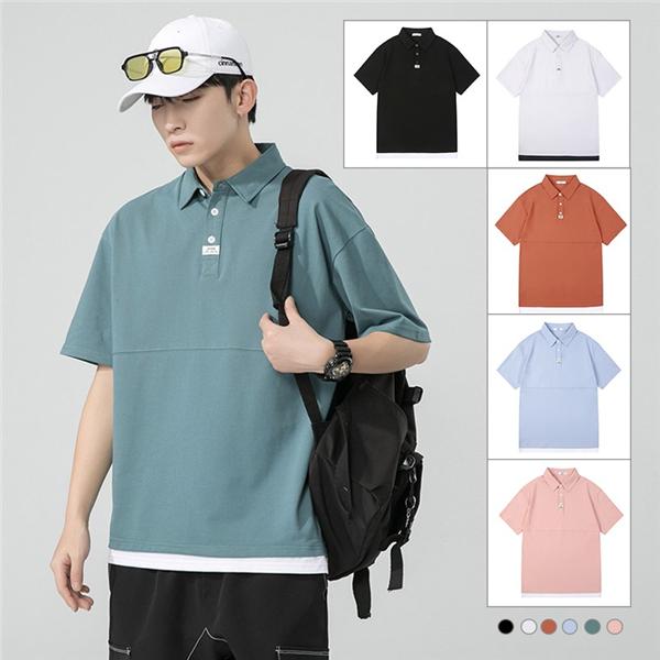 人気急上昇 ポロシャツ メンズ 半袖 無地 ドライポロシャツ シャツ ６色 半袖ポロシャツ Polo 配色切替え 重ね着風 カジュアル オシャレ無地 春 夏 送料無料 Simbcity Net