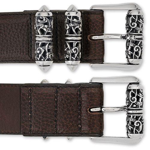 【CHROME HEARTS　クロムハーツ　Belt　ベルト】3ピースセット/ケルティックローラーベルト/1.5インチ/ブラウン【送料無料】｜chrono925｜02