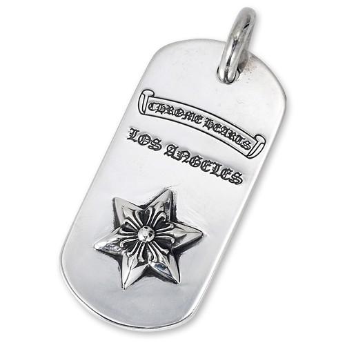 【CHROME HEARTS　クロムハーツ　Dog Tag　ドッグタグ　ペンダント】レイズドスタードッグタグ【ロサンゼルス限定】【送料無料】｜chrono925