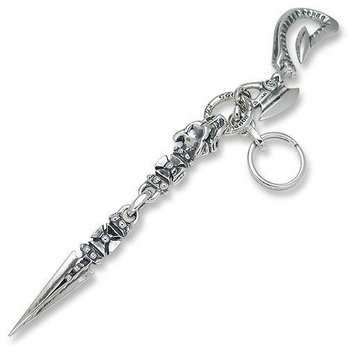 フックw/ダブルクロスリングクロスガーゴイル＆ダガーキーチェーン