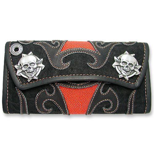 【ONE TOO MANY　ワントゥーメニー　Wallet　ウォレット　財布】3ホールドウォレット/スカルクロストライバル【送料無料】の画像
