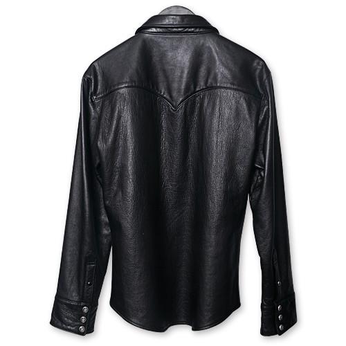 【Rizard Head　リザードヘッド　Leather Shirts　レザーシャツ】レザーシャツ/スムースバックレザー/キャビアブラック【送料無料】の画像