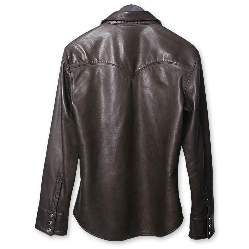 【Rizard Head　リザードヘッド　Leather Shirts　レザーシャツ】レザーシャツ/スムースバックレザー/アッシュブラウン【送料無料】の画像