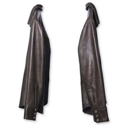 【Rizard Head　リザードヘッド　Leather Shirts　レザーシャツ】レザーシャツ/スムースバックレザー/アッシュブラウン【送料無料】の画像