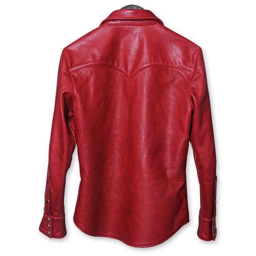 【Rizard Head　リザードヘッド　Leather Shirts　レザーシャツ】レザーシャツ/スムースバックレザー/クリムゾンレッド【送料無料】の画像