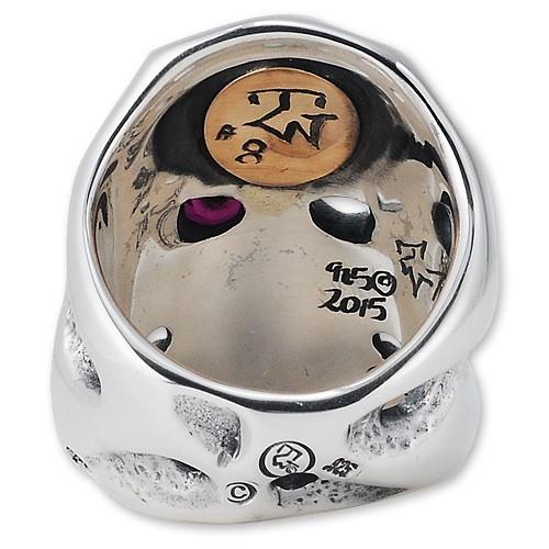 【TRAVIS WALKER　トラヴィスワーカー　Ring　リング】モンスターオリジナルスカルリングw/アーティフィシャルアイ/クリアーCZ in ガーネット【送料無料】｜chrono925｜05