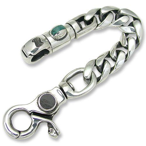 クラッシックチェーンスカル　ダブルクリップ Skull Clip w/Wood Button/Barrel Clip/Classic Link Key Chain(スカル