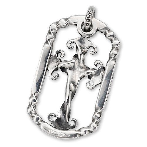 STANLEY GUESS(スタンリーゲス)：Skull Twisted Cross Frame Dog Tag w/Stone Eyes